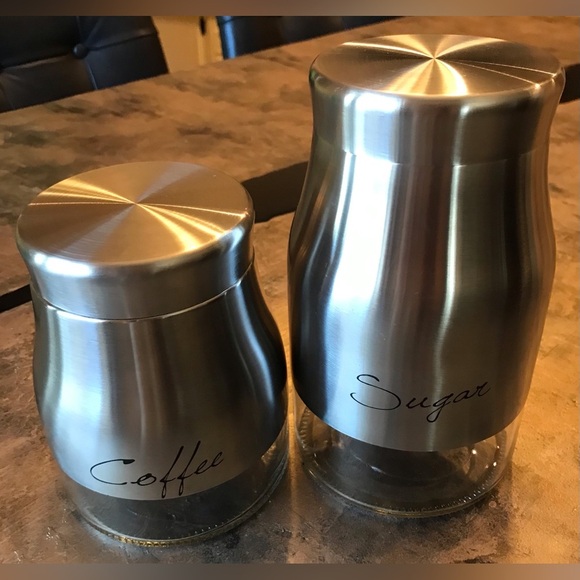 Coffee & Sugar Stainless Steel and Glass Containers (Set of 2) - Picture 2 of 10